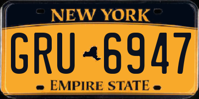 NY license plate GRU6947