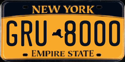 NY license plate GRU8000