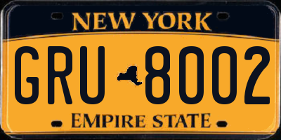 NY license plate GRU8002