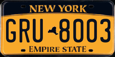 NY license plate GRU8003