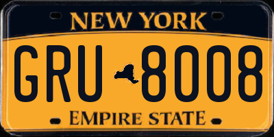 NY license plate GRU8008