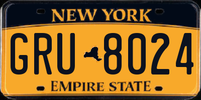 NY license plate GRU8024