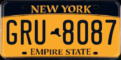 NY license plate GRU8087