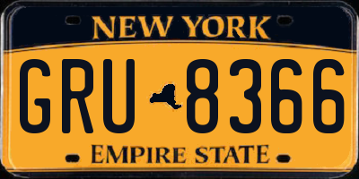 NY license plate GRU8366