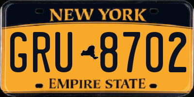 NY license plate GRU8702