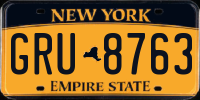 NY license plate GRU8763