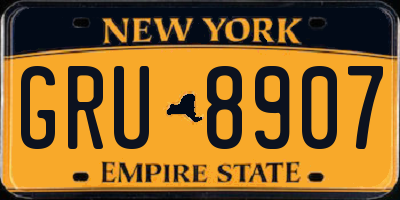 NY license plate GRU8907