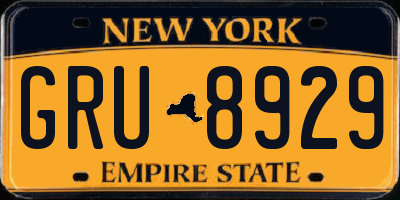 NY license plate GRU8929