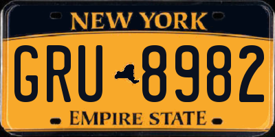 NY license plate GRU8982