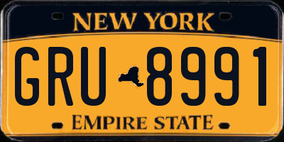 NY license plate GRU8991