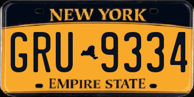 NY license plate GRU9334