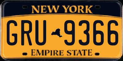 NY license plate GRU9366