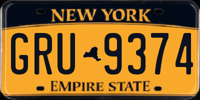 NY license plate GRU9374
