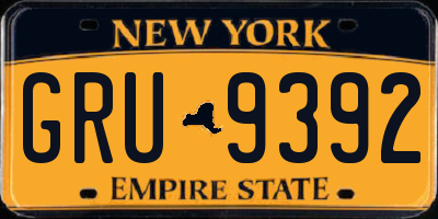 NY license plate GRU9392