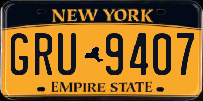 NY license plate GRU9407