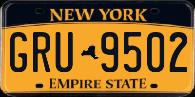 NY license plate GRU9502