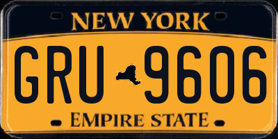 NY license plate GRU9606