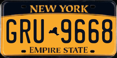 NY license plate GRU9668