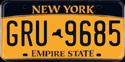 NY license plate GRU9685