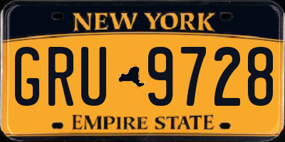 NY license plate GRU9728