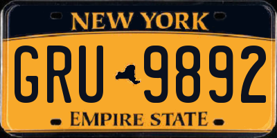 NY license plate GRU9892