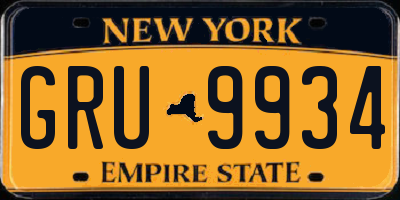 NY license plate GRU9934