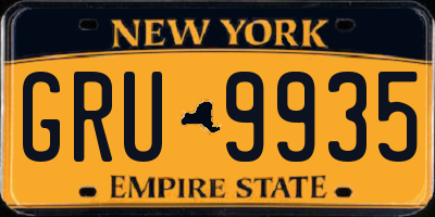 NY license plate GRU9935