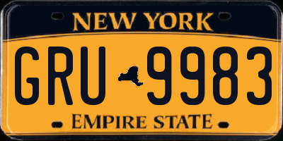 NY license plate GRU9983