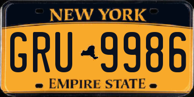 NY license plate GRU9986