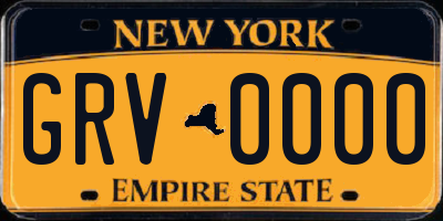 NY license plate GRV0000