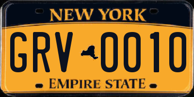NY license plate GRV0010