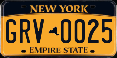 NY license plate GRV0025