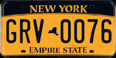 NY license plate GRV0076