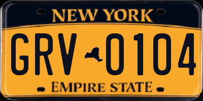 NY license plate GRV0104