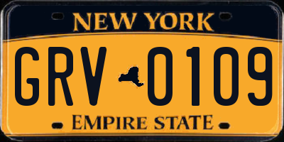 NY license plate GRV0109