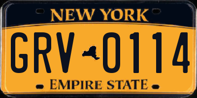 NY license plate GRV0114