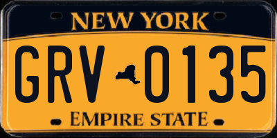 NY license plate GRV0135
