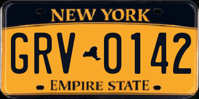 NY license plate GRV0142
