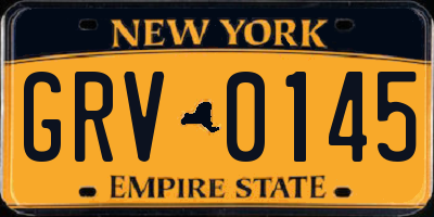 NY license plate GRV0145