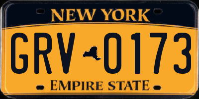 NY license plate GRV0173