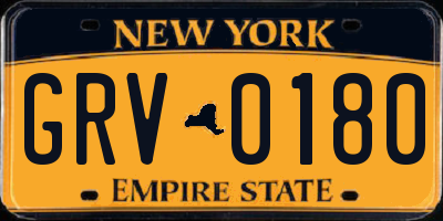 NY license plate GRV0180