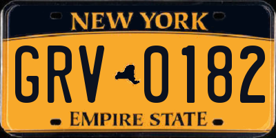 NY license plate GRV0182