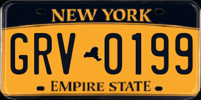 NY license plate GRV0199