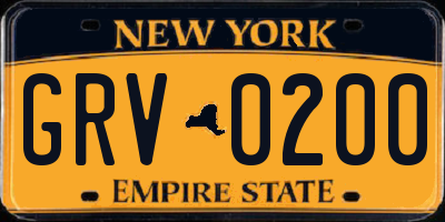 NY license plate GRV0200