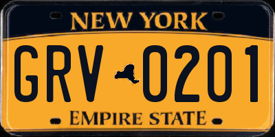 NY license plate GRV0201