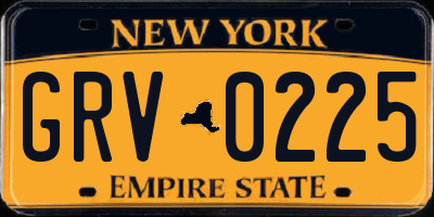 NY license plate GRV0225