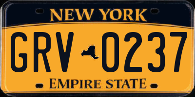 NY license plate GRV0237