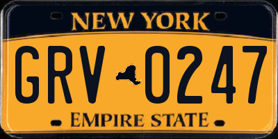 NY license plate GRV0247