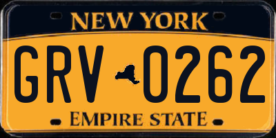NY license plate GRV0262