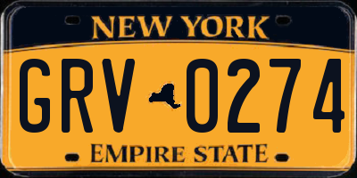 NY license plate GRV0274